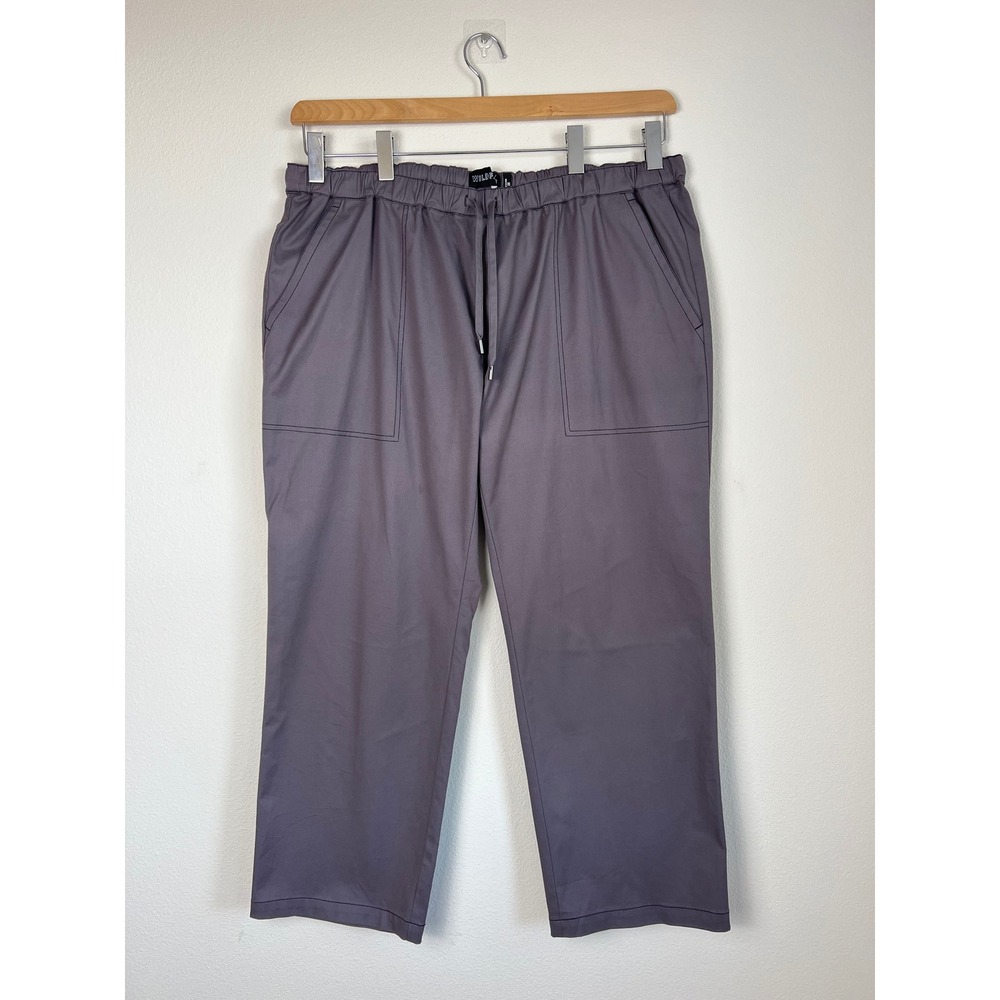 Wildfang Everyday Drawstring Pant 2X Gray Elastic Waist Straight Leg Tencel